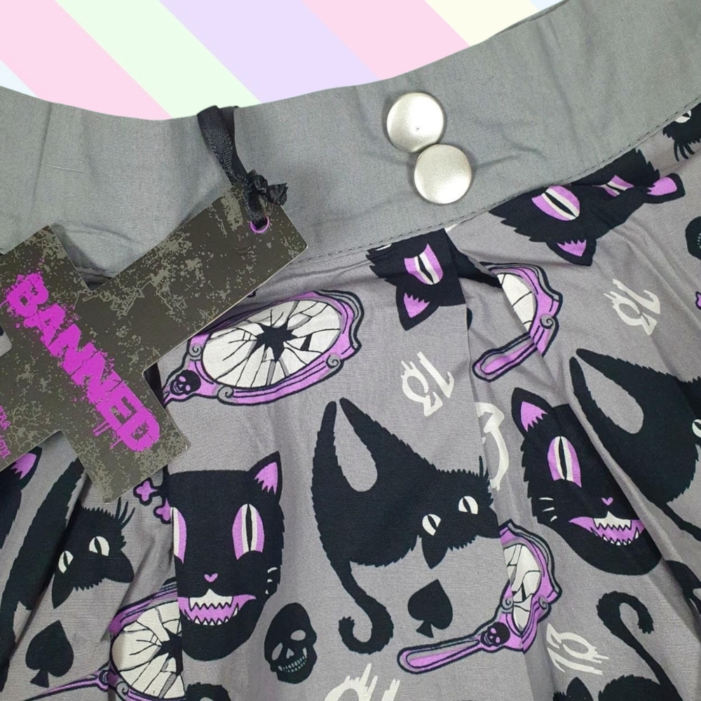 🐈‍⬛ Pleated Tutu Skirt 🖤 Unlucky 13 Cat 🖤 Kawaii 🐈‍⬛ - Picture 2 of 4